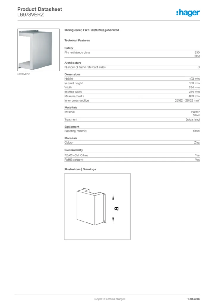 Image Hager Product data sheet L6978VERZ  | Hager Africa