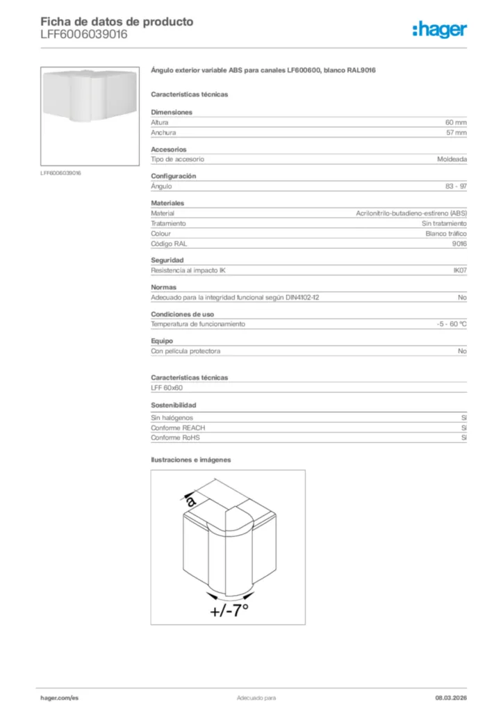 Imagen Hager Ficha de datos de producto LFF6006039016 | Hager España