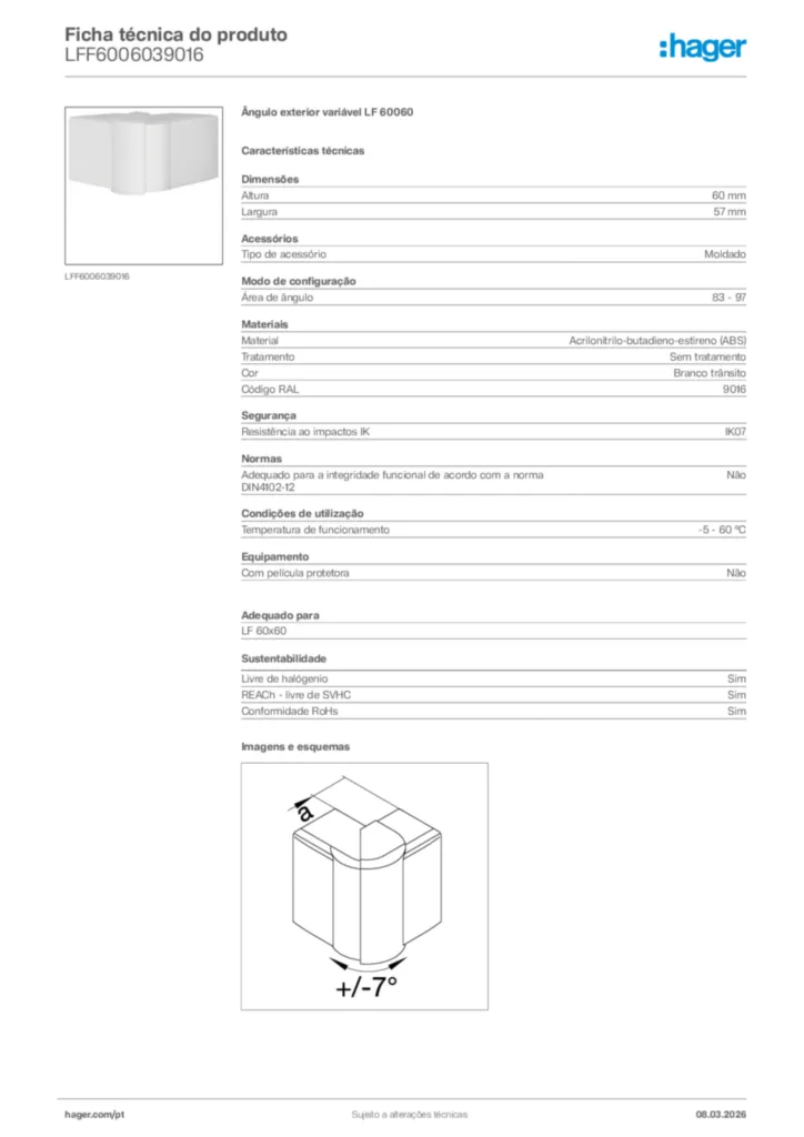 Imagem Hager Ficha técnica do produto LFF6006039016 | Hager Portugal