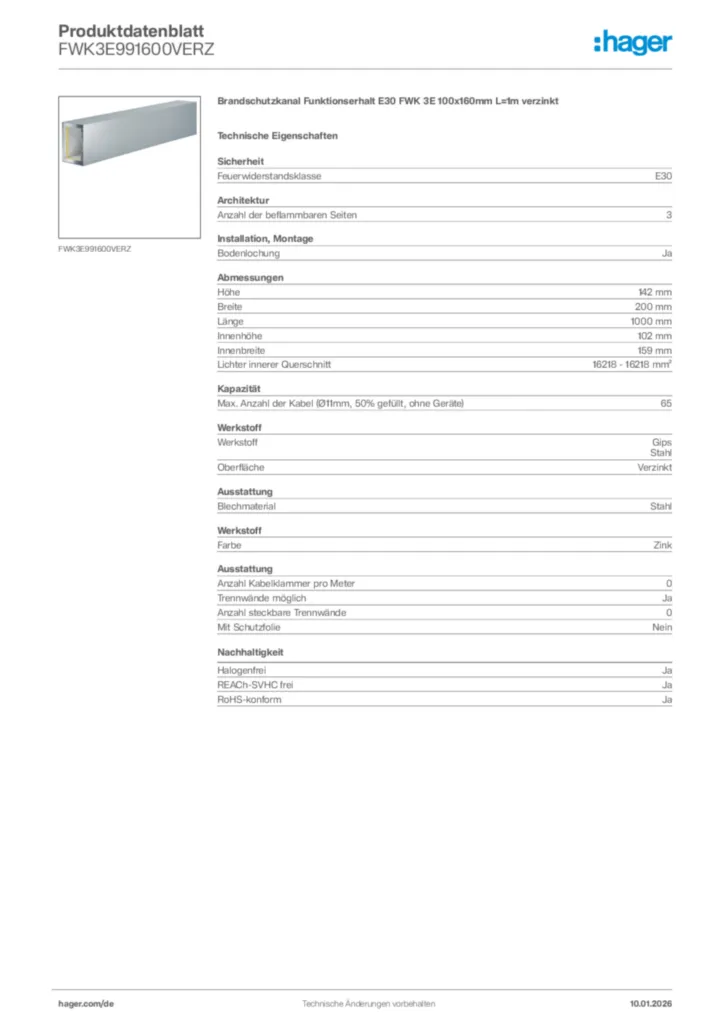 Hager Produktdatenblatt FWK3E991600VERZ