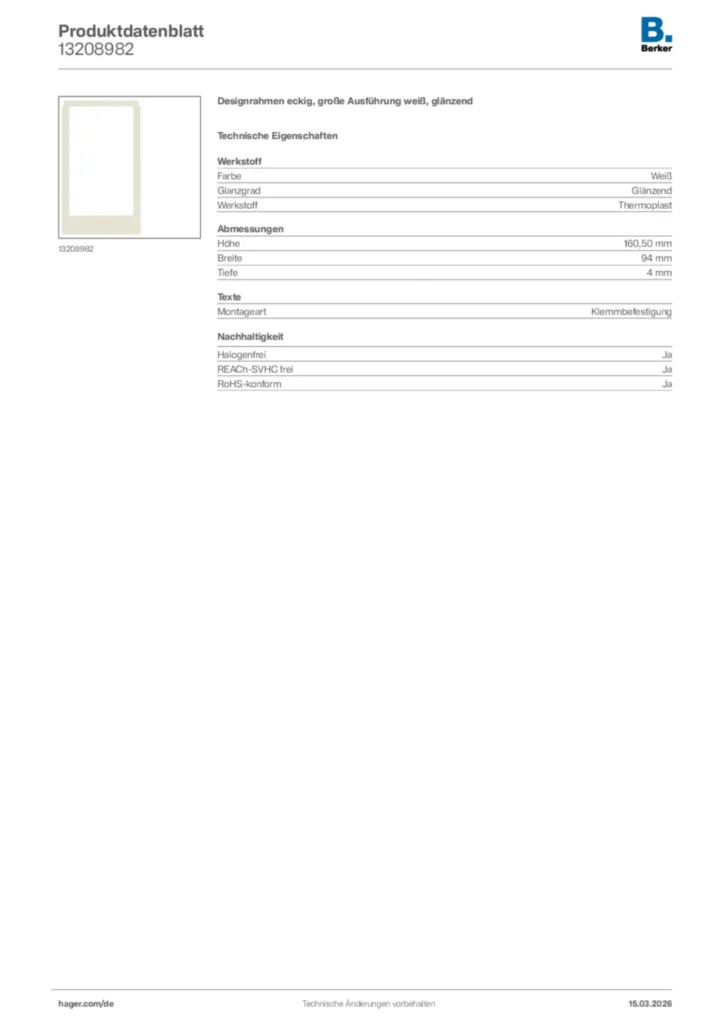 Bild Berker Produktdatenblatt 13208982 | Hager Deutschland