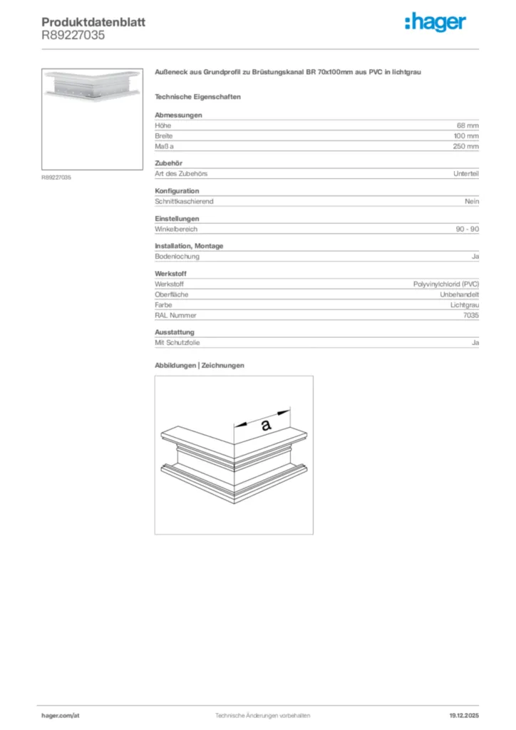Bild Hager Produktdatenblatt R89227035 | Hager Deutschland