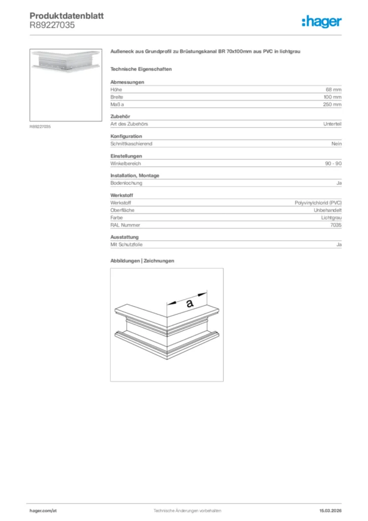 Bild Hager Produktdatenblatt R89227035 | Hager Deutschland