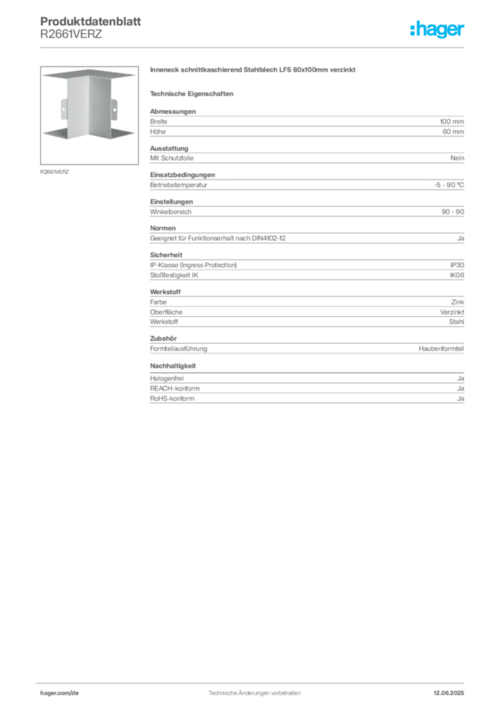 Bild Hager Produktdatenblatt R2661VERZ | Hager Deutschland