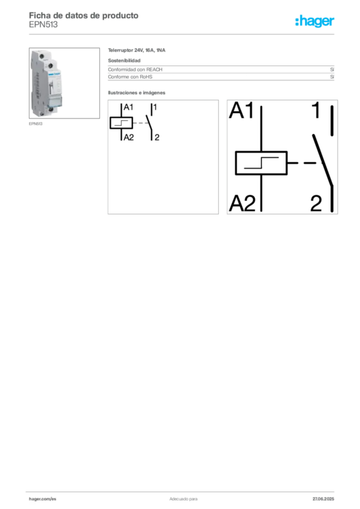Imagen Hager Ficha de datos de producto EPN513 | Hager España