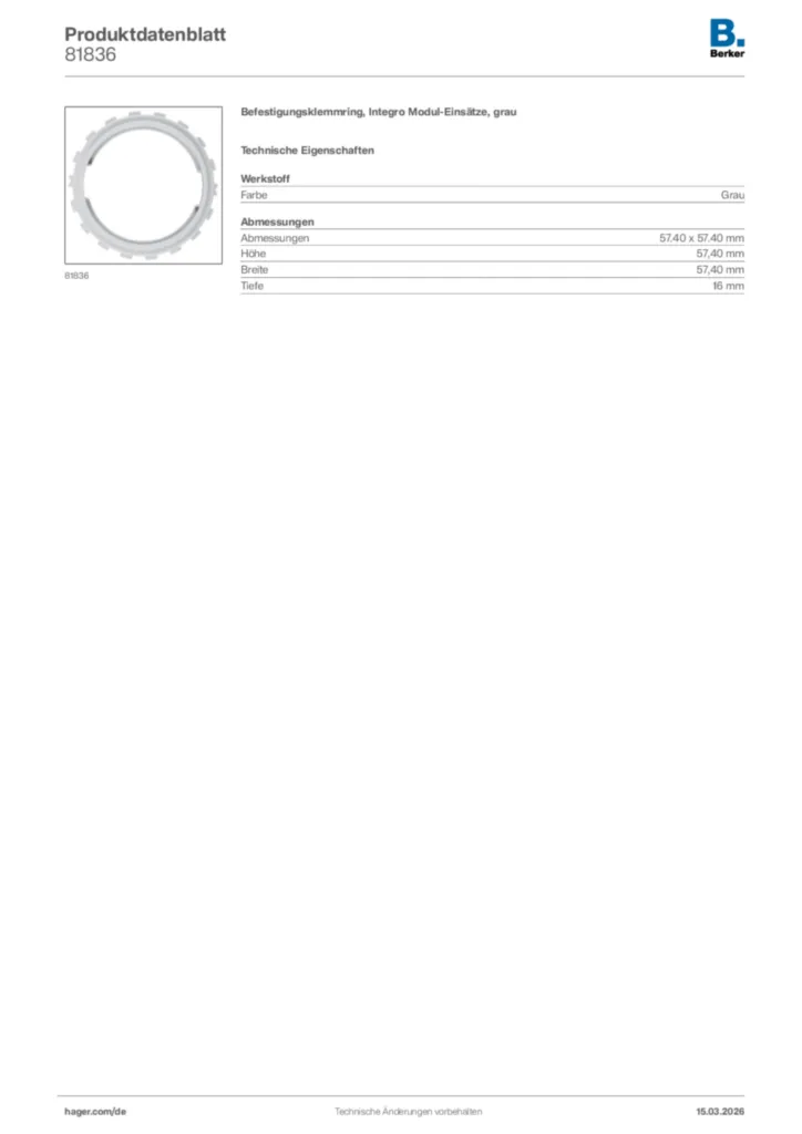 Bild Berker Produktdatenblatt 81836 | Hager Deutschland