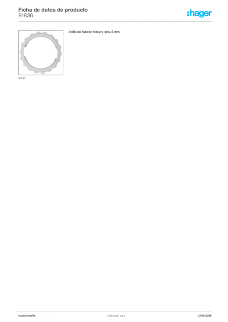 Imagen Hager Ficha de datos de producto 81836 | Hager España