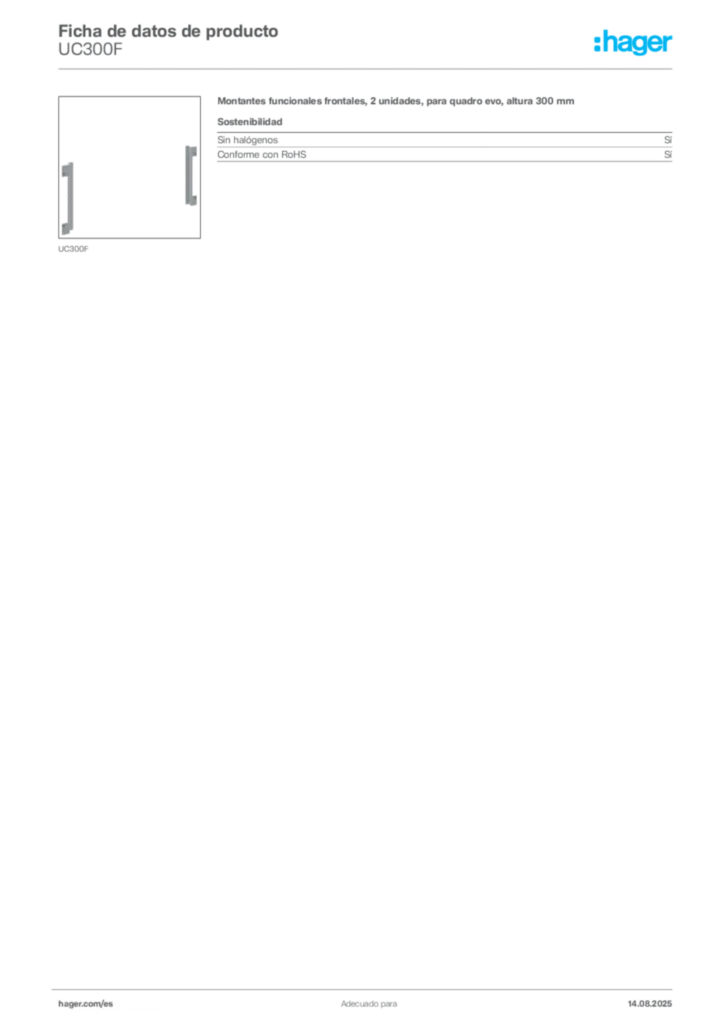 Imagen Hager Ficha de datos de producto UC300F | Hager España