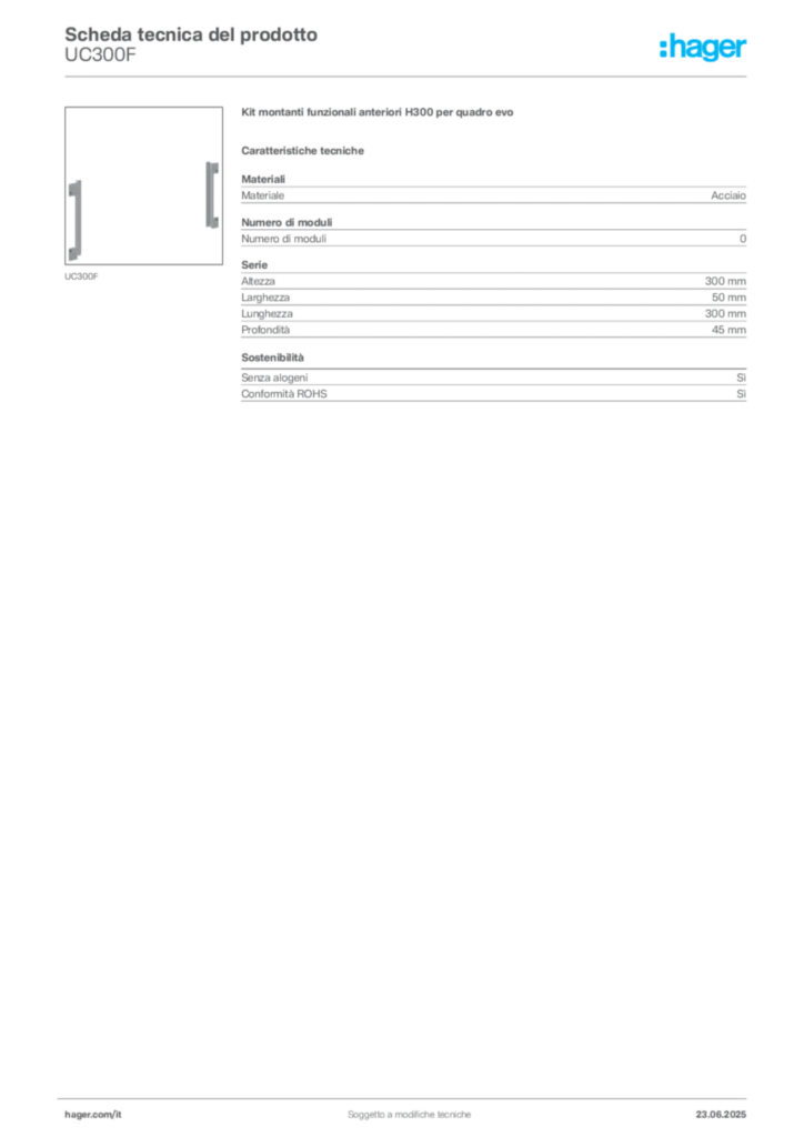 Immagine Hager Scheda tecnica del prodotto UC300F | Hager Italia