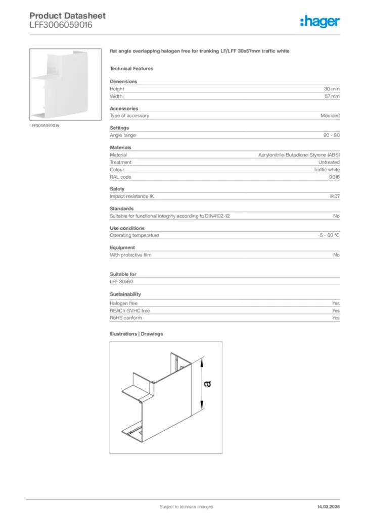Image Hager Product data sheet LFF3006059016  | Hager Africa