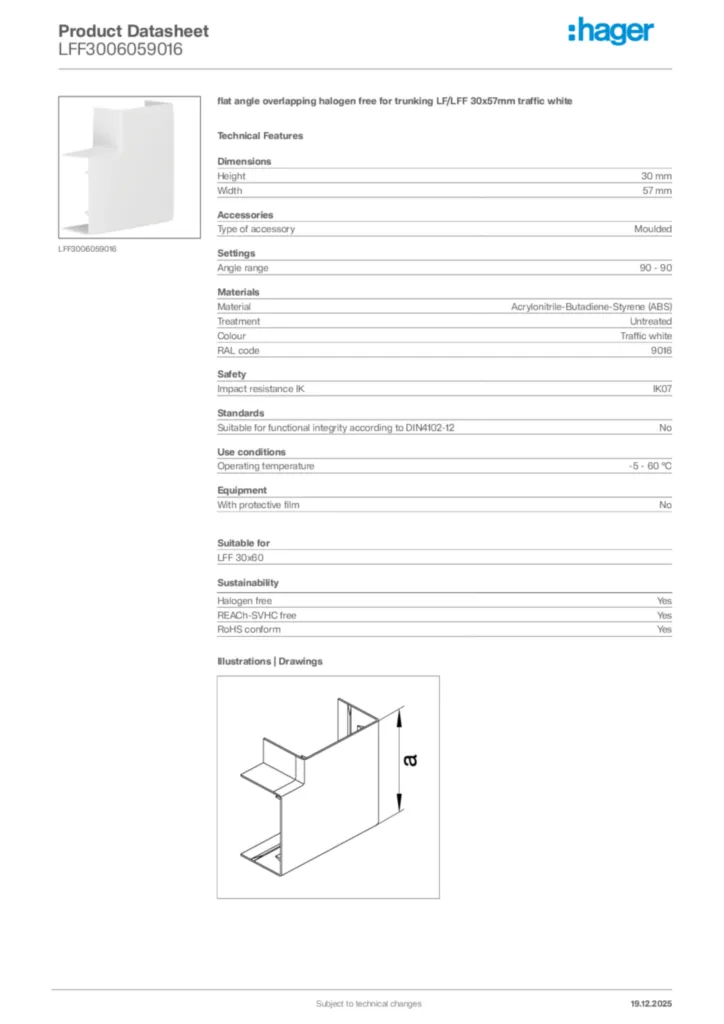 Image Hager Product data sheet LFF3006059016  | Hager Africa