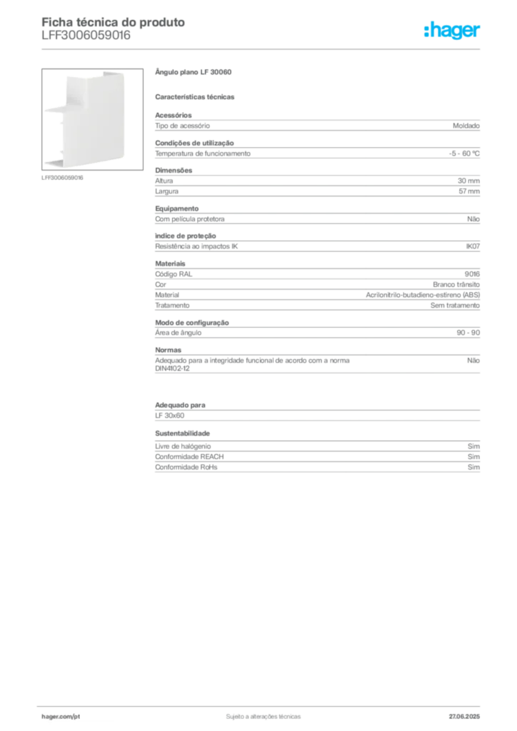 Imagem Hager Ficha técnica do produto LFF3006059016 | Hager Portugal
