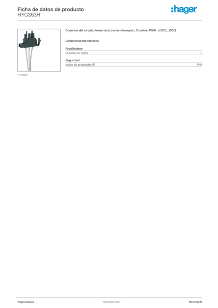 Imagen Hager Ficha de datos de producto HYC353H | Hager España