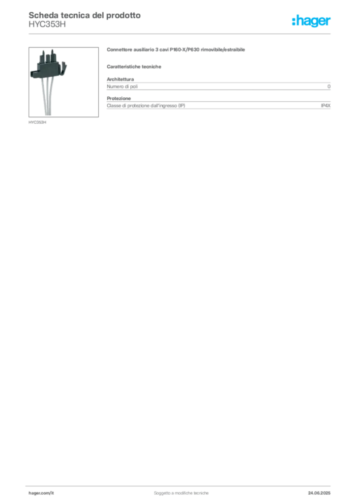 Immagine Hager Scheda tecnica del prodotto HYC353H | Hager Italia
