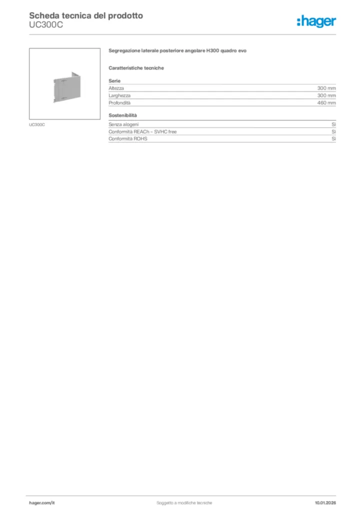 Immagine Hager Scheda tecnica del prodotto UC300C | Hager Italia