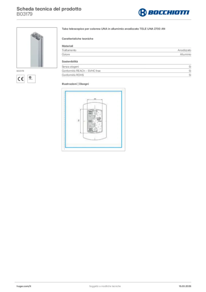 Immagine Bocchiotti Scheda tecnica del prodotto B03179 | Hager Italia