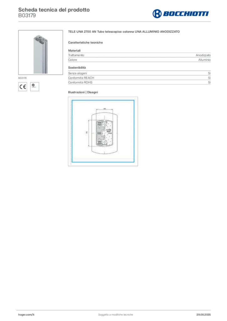 Immagine Bocchiotti Scheda tecnica del prodotto B03179 | Hager Italia