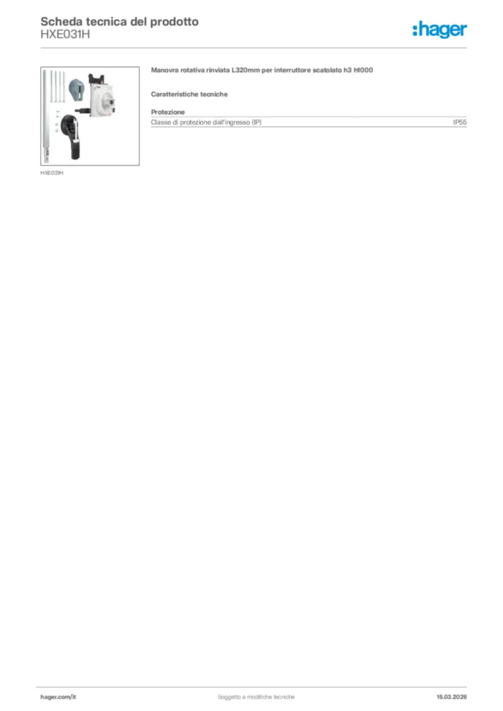 Immagine Hager Scheda tecnica del prodotto HXE031H | Hager Italia