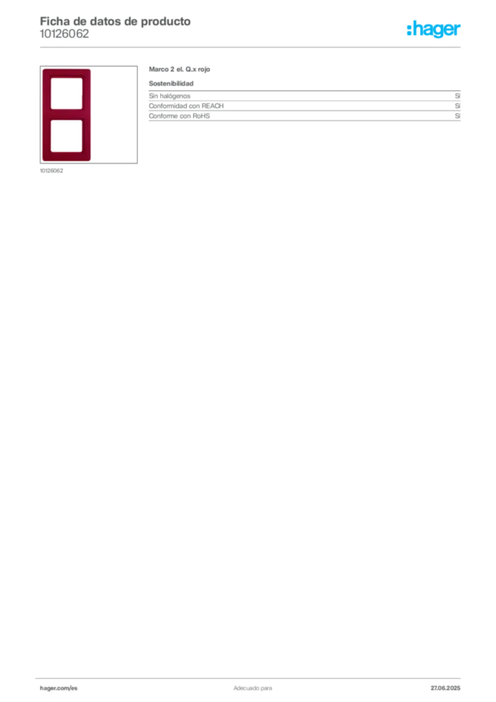 Imagen Hager Ficha de datos de producto 10126062 | Hager España