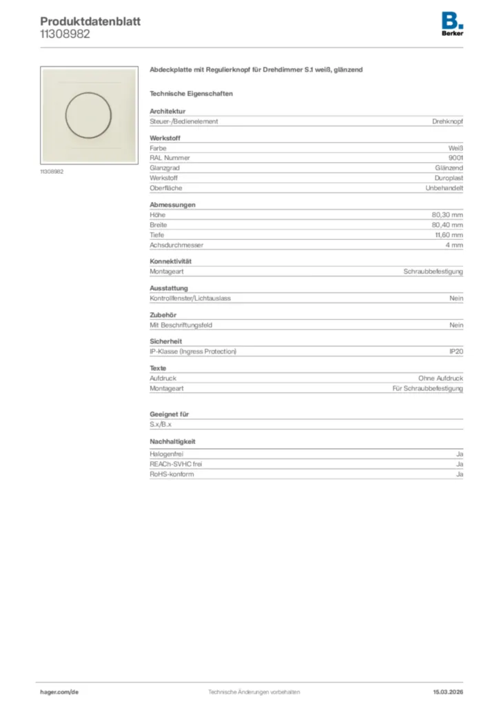 Bild Berker Produktdatenblatt 11308982 | Hager Deutschland