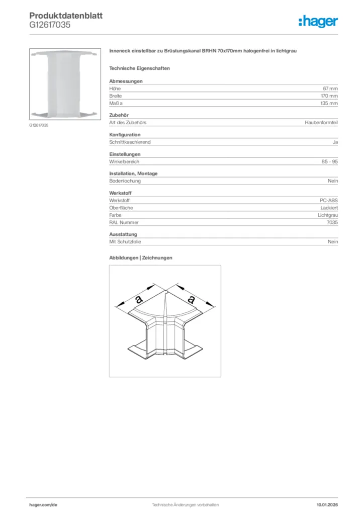 Bild Hager Produktdatenblatt G12617035 | Hager Deutschland