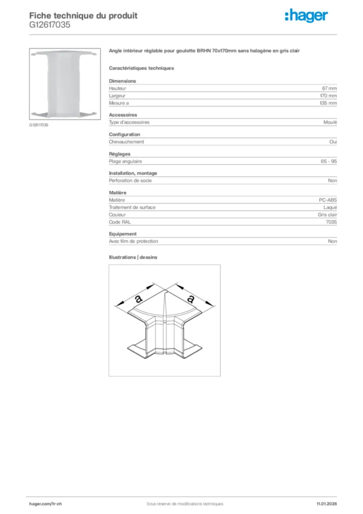 Image Hager Fiche technique du produit G12617035 | Hager Suisse
