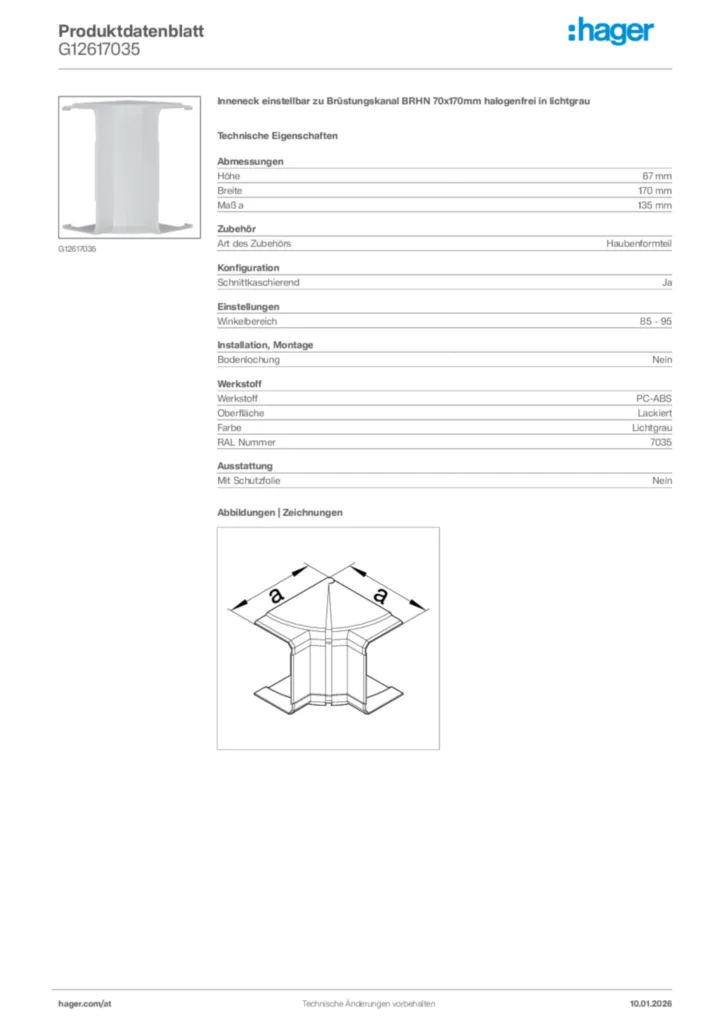 Bild Hager Produktdatenblatt G12617035 | Hager Deutschland