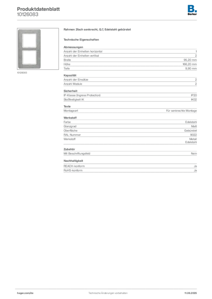 Berker Produktdatenblatt 10126083