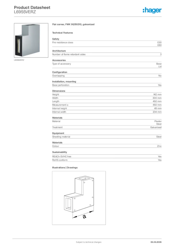 Image Hager Product data sheet L6955VERZ  | Hager Africa
