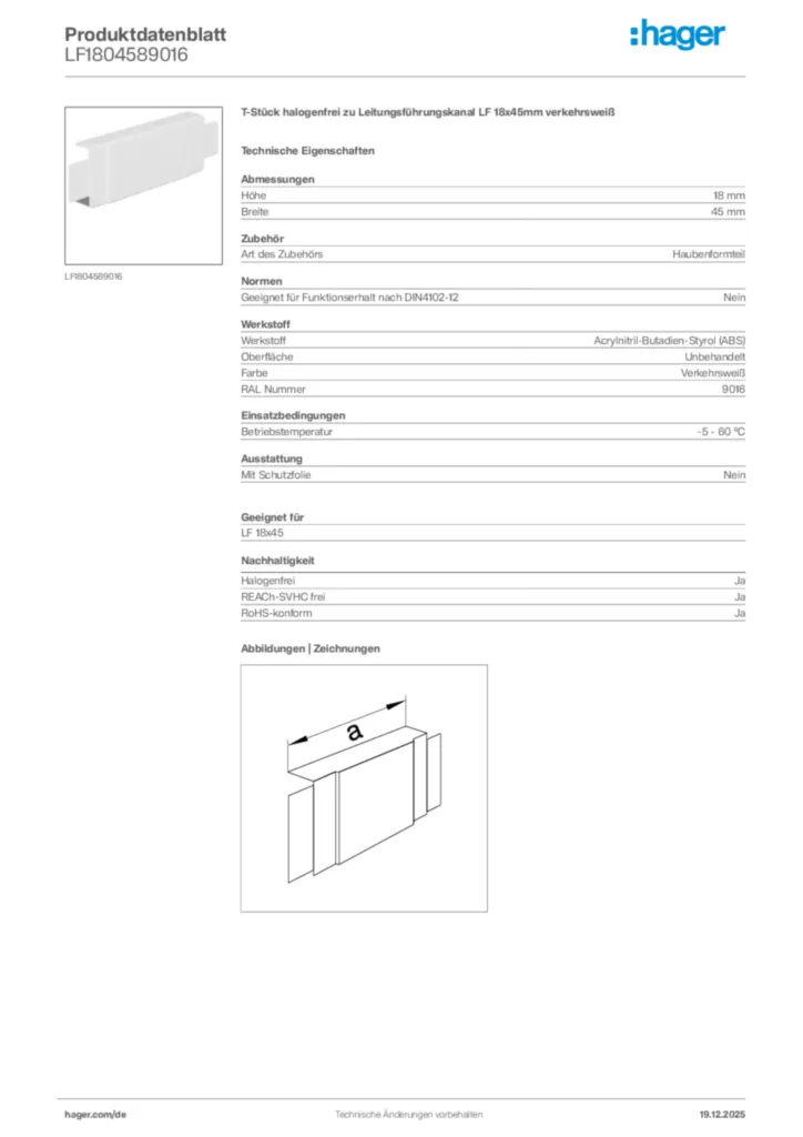 Bild Hager Produktdatenblatt LF1804589016 | Hager Deutschland