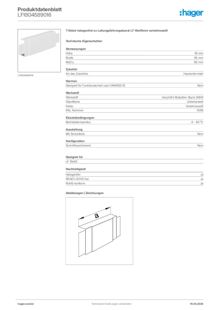Bild Hager Produktdatenblatt LF1804589016 | Hager Deutschland