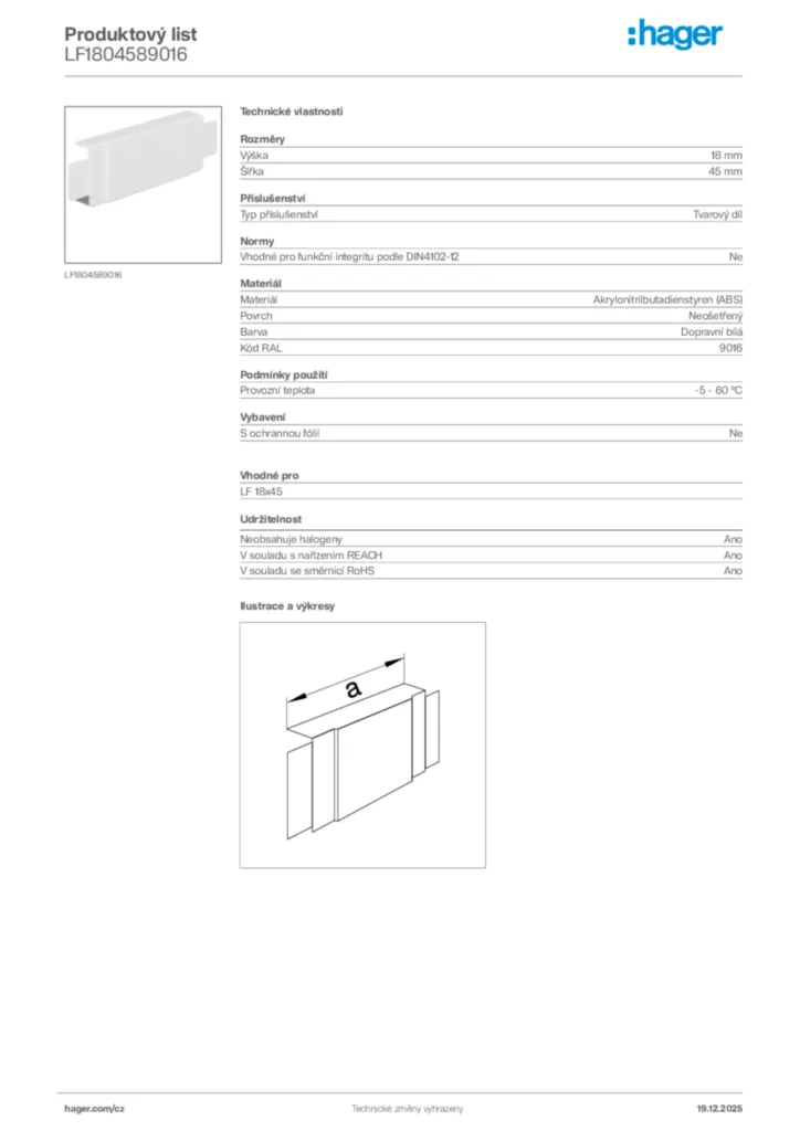 Obrázek Hager Produktový list LF1804589016 | Hager