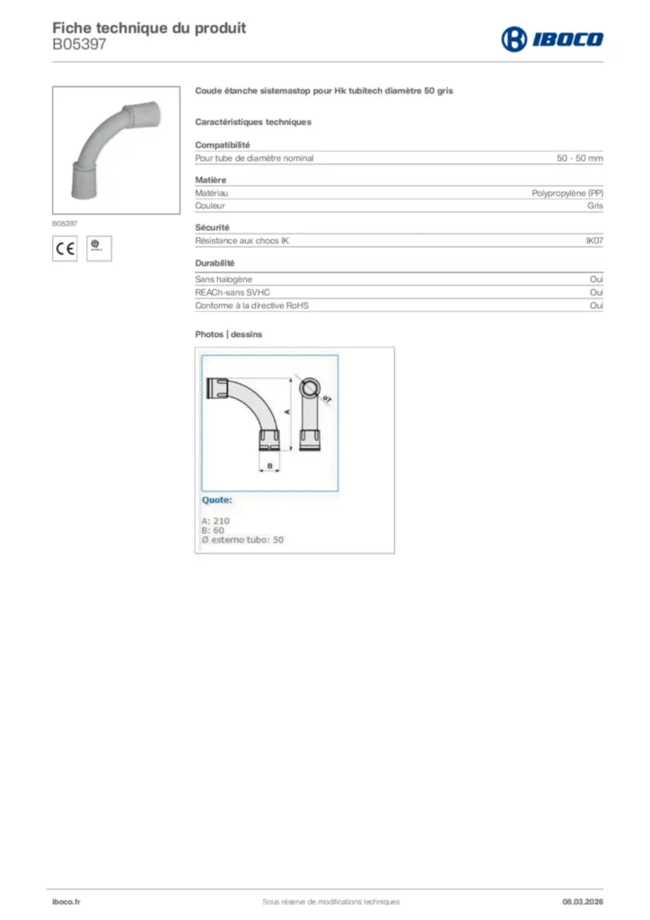 Image Iboco Fiche technique du produit B05397 | Hager France