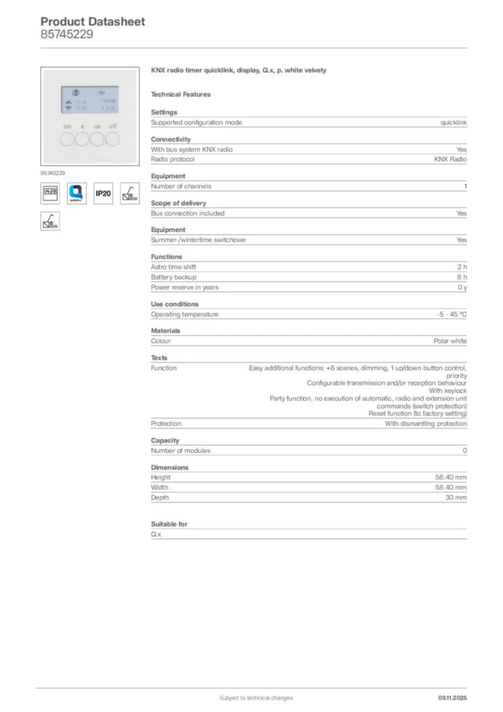 Image Hager Product data sheet 85745229  | Hager Africa