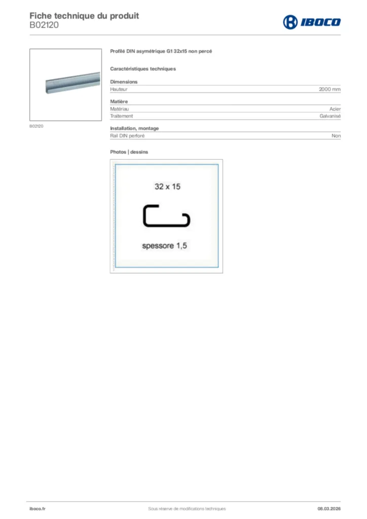 Image Iboco Fiche technique du produit B02120 | Hager France