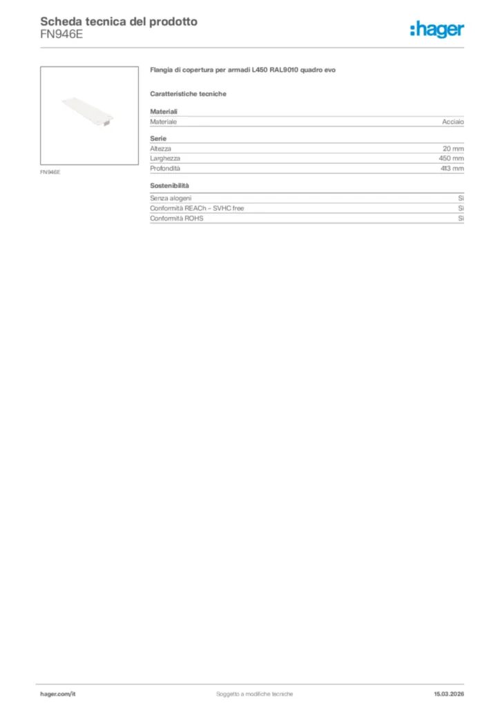 Immagine Hager Scheda tecnica del prodotto FN946E | Hager Italia