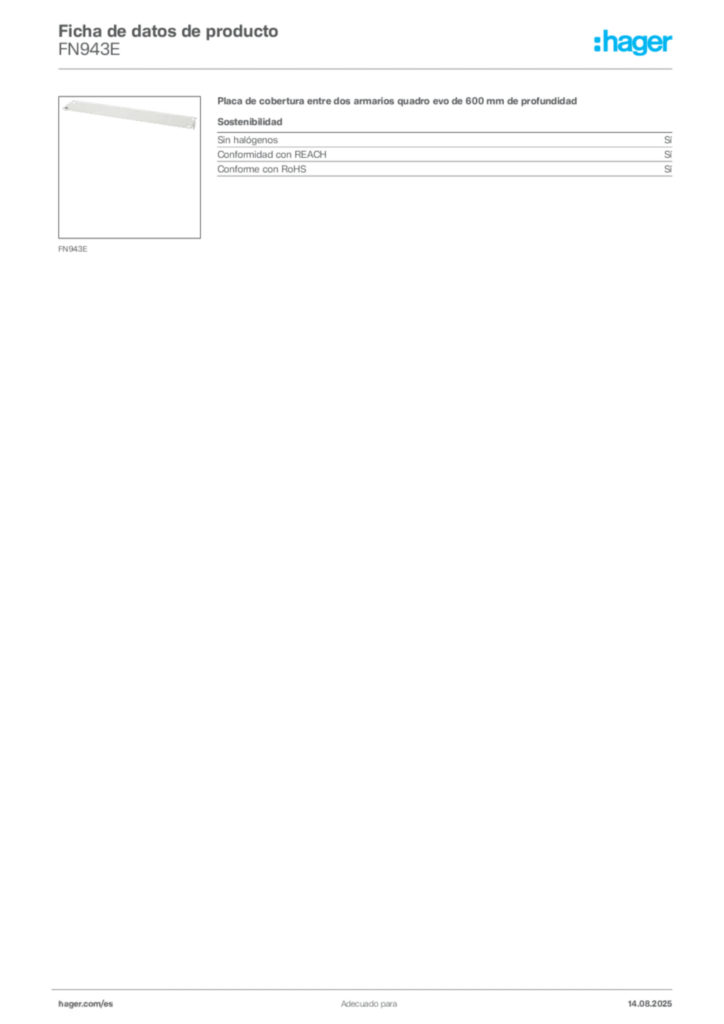 Imagen Hager Ficha de datos de producto FN943E | Hager España
