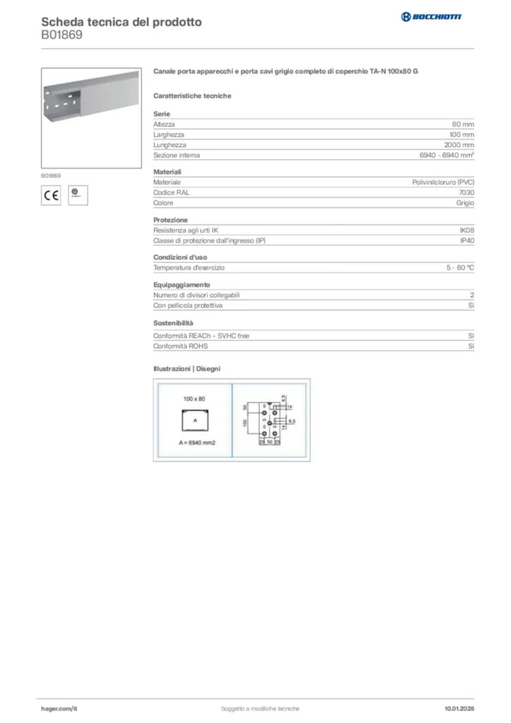 Immagine Bocchiotti Scheda tecnica del prodotto B01869 | Hager Italia