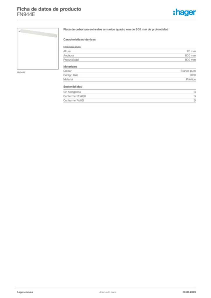 Imagen Hager Ficha de datos de producto FN944E | Hager España