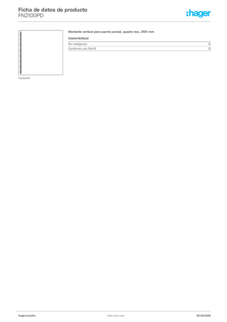 Imagen Hager Ficha de datos de producto FN2100PD | Hager España