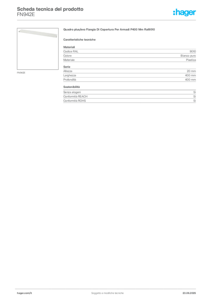 Immagine Hager Scheda tecnica del prodotto FN942E | Hager Italia
