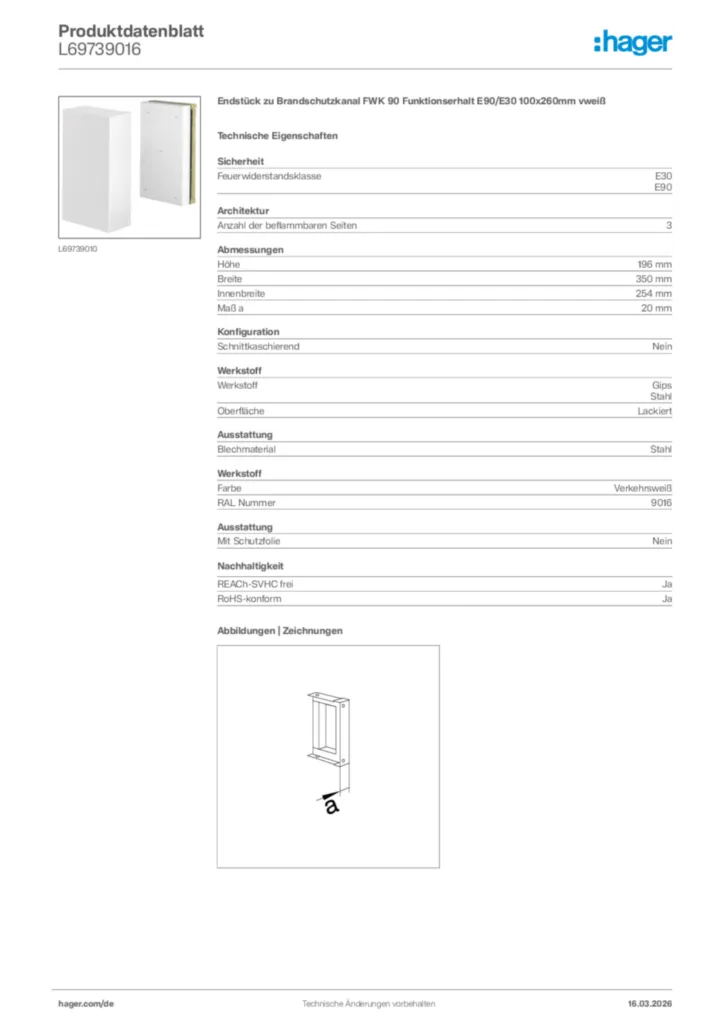 Bild Hager Produktdatenblatt L69739016 | Hager Deutschland