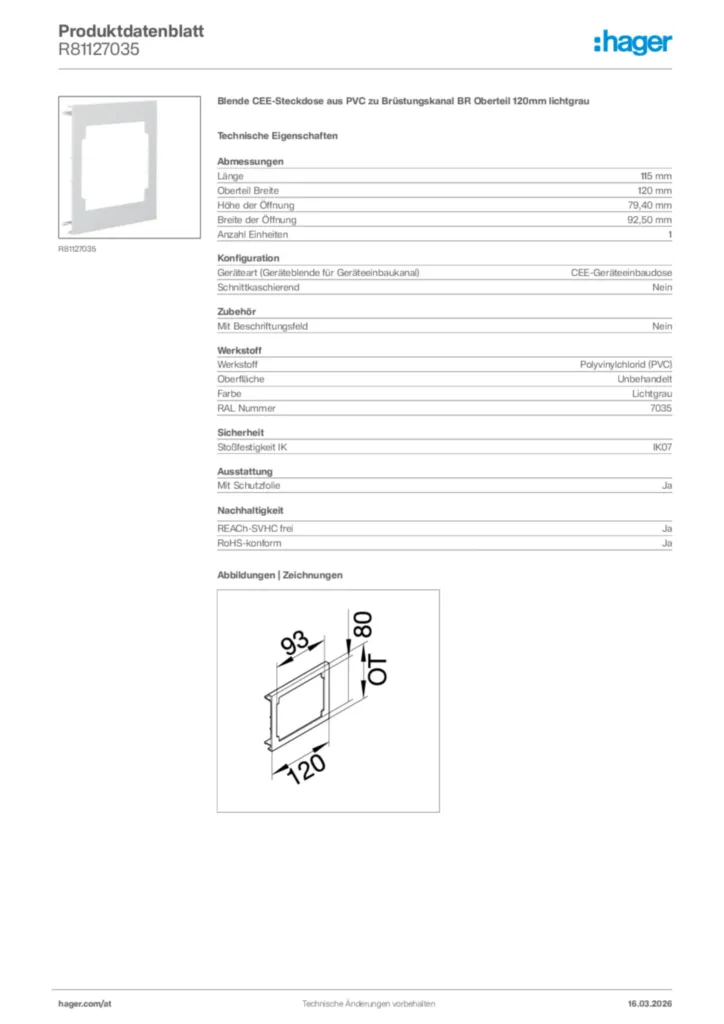 Bild Hager Produktdatenblatt R81127035 | Hager Deutschland