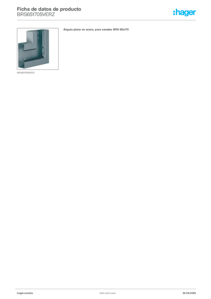 Imagen Hager Ficha de datos de producto BRS651705VERZ | Hager España