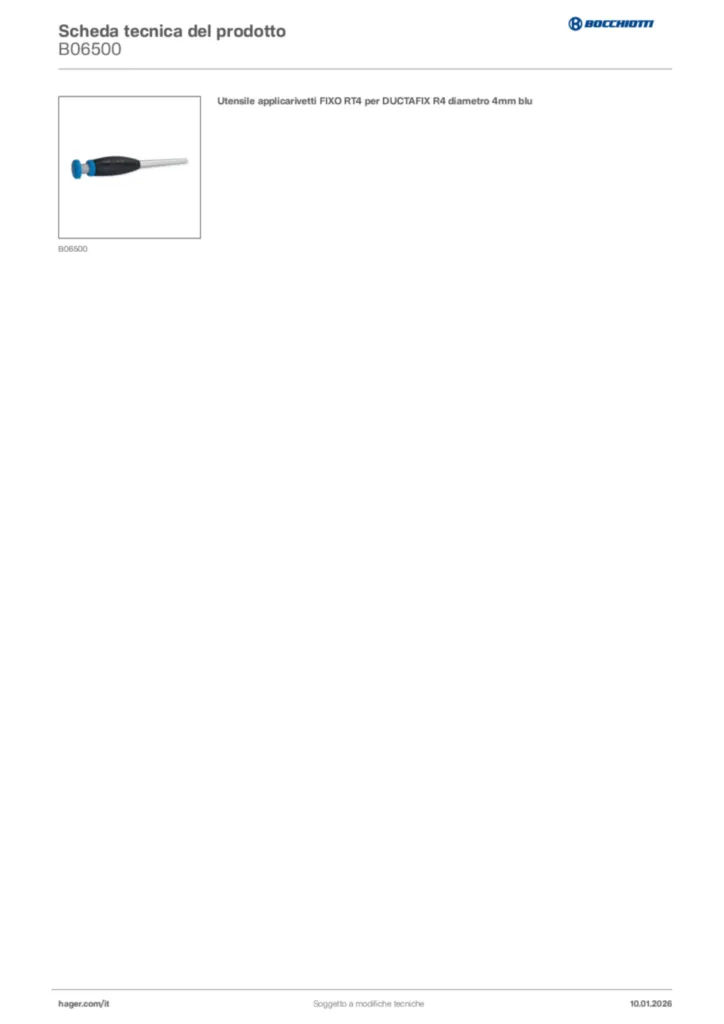 Immagine Bocchiotti Scheda tecnica del prodotto B06500 | Hager Italia