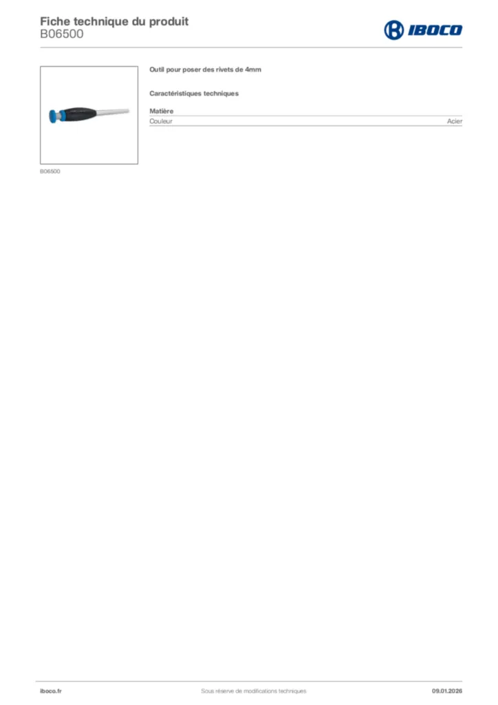 Image Iboco Fiche technique du produit B06500 | Hager France