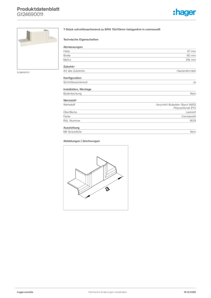 Bild Hager Produktdatenblatt G124690011 | Hager Deutschland