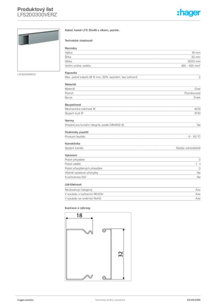 Obrázek Hager Produktový list LFS200300VERZ | Hager