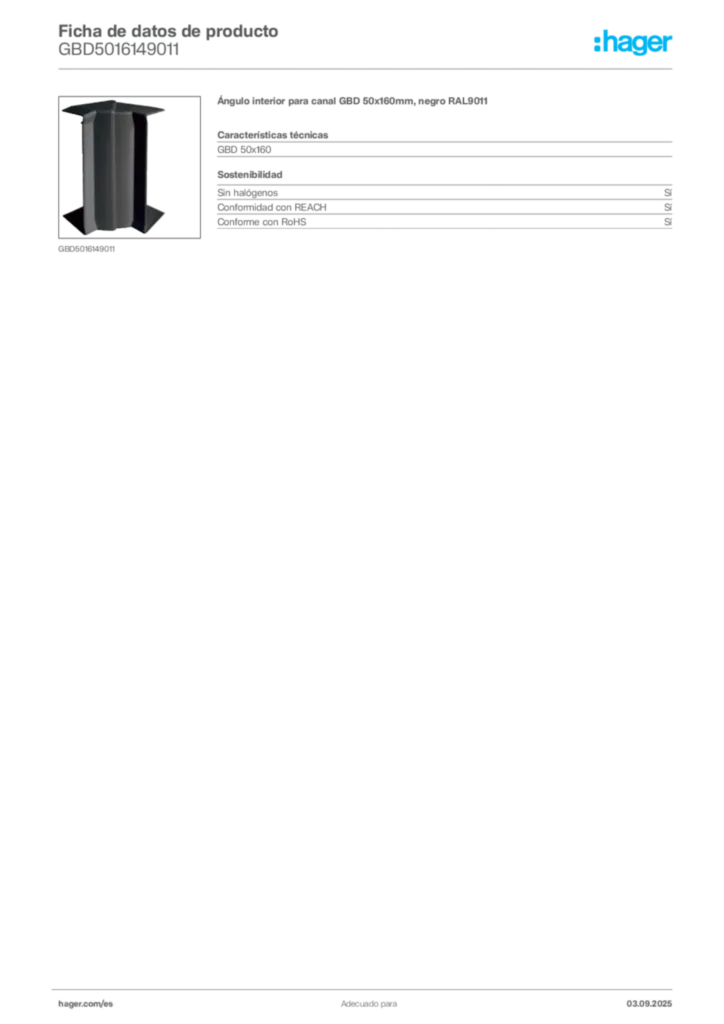 Imagen Hager Ficha de datos de producto GBD5016149011 | Hager España
