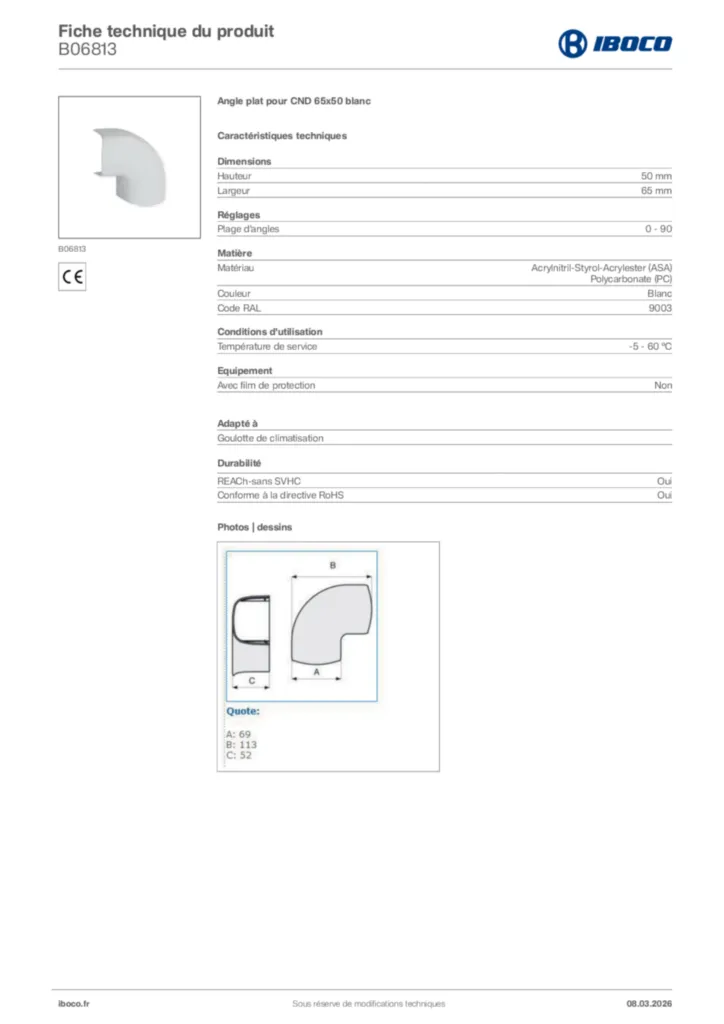 Image Iboco Fiche technique du produit B06813 | Hager France